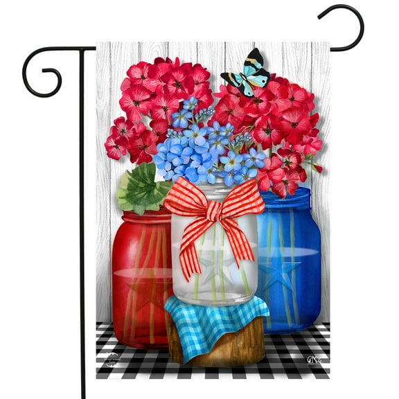 Briarwood Lane Red White And Blue Jars Floral Garden Flag