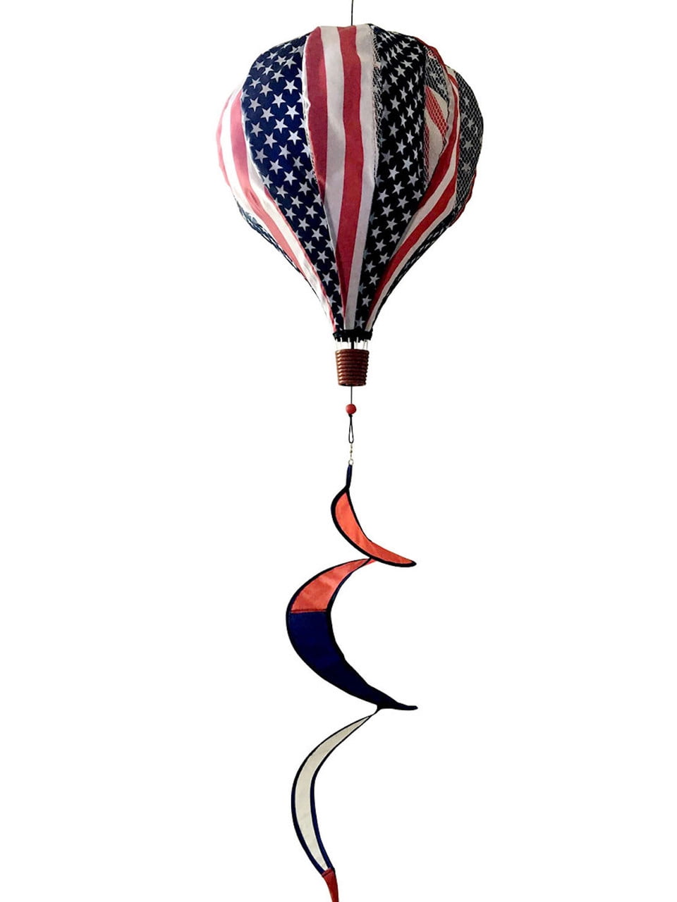 Patriotic Red White & Blue Hot Air Balloon Wind Spinner