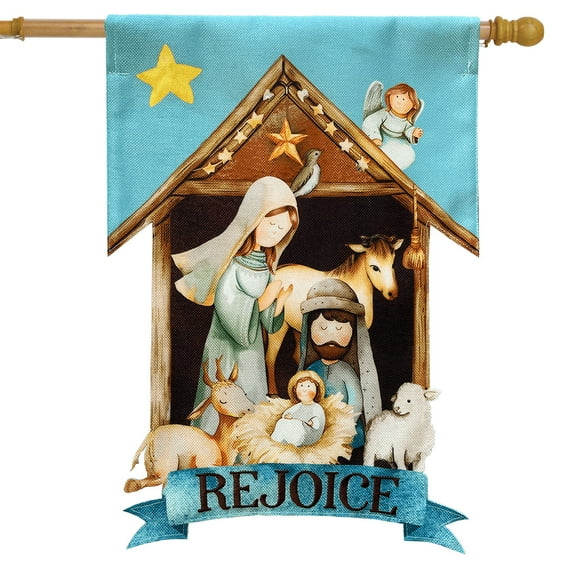 Briarwood Lane Rejoice Burlap House Flag