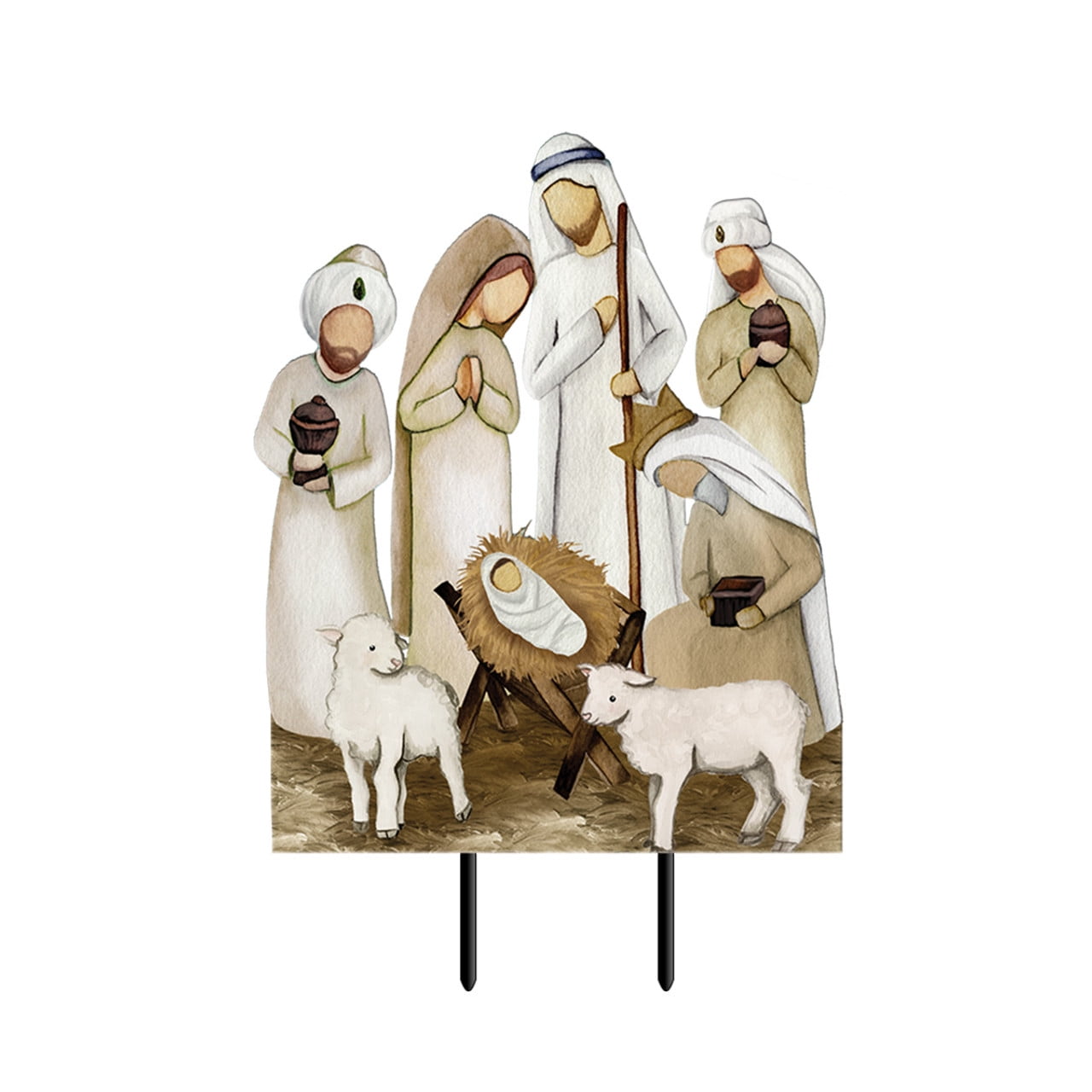 Powder-Coated Metal Nativity Scene Outdoor Art
