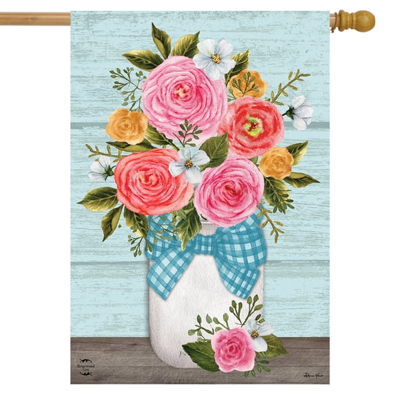 Briarwood Lane Rose Jar Spring House Flag