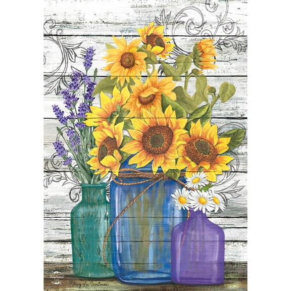 Briarwood Lane House Flag 40x28 For Outdoor Rustic Sunflowers Summer For Summer House Flag