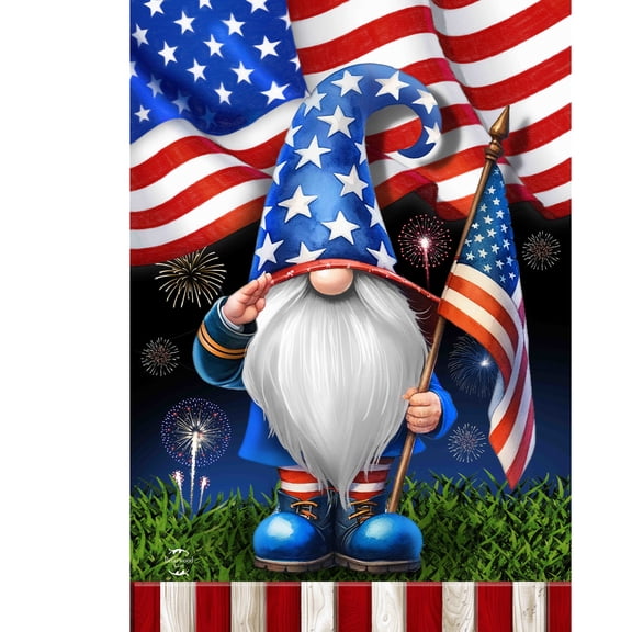 Briarwood Lane 4th of July House Flag 40x28 For Outdoor Saluting Gnome For 4th of July House Flag