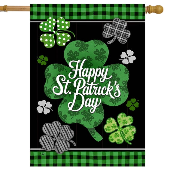 Briarwood Lane St. Patrick's Day House Flag 40x28 For Outdoor Scattered Shamrocks For St. Patrick's Day House Flag