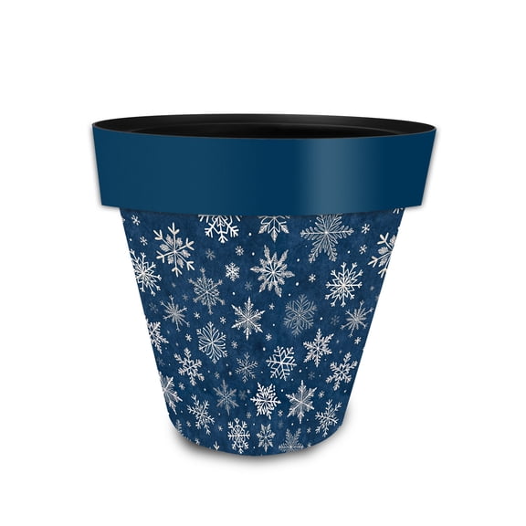 Briarwood Lane Winter Planter 8.5 x 8.5 x 8.5 Scattered Snowflakes Small