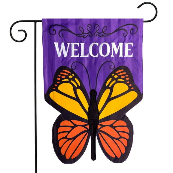 Briarwood Lane Sculpted Butterfly Welcome Applique Garden Flag