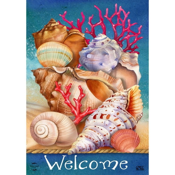 Briarwood Lane Summer Garden Flag 12x18 For Outdoor Seashell Welcome For Summer Garden Flag Flags For Outside