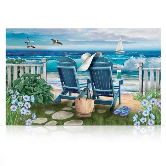 Briarwood Lane Summer Canvas Art 24x16 Seaside Escape For Summer Large Canvas Art Large Lighted Canvas Wall Art LED Lights Summer Themed Decor