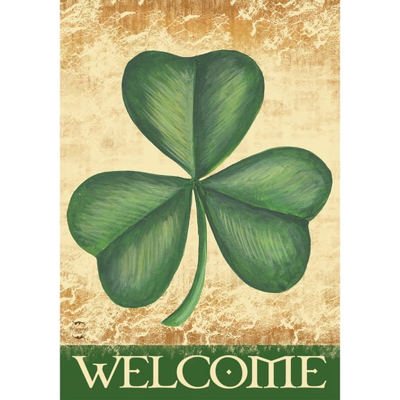 Briarwood Lane St. Patricks Day House Flag 40x28 For Outdoor Shamrock Welcome For St. Patricks Day House Flag