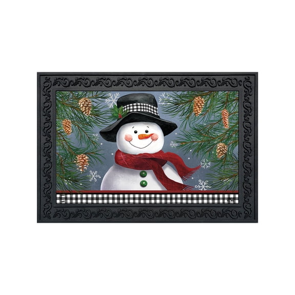 Briarwood Lane Winter Doormat 30x18 Indoor Outdoor Smiling Snowman For Winter Doormat