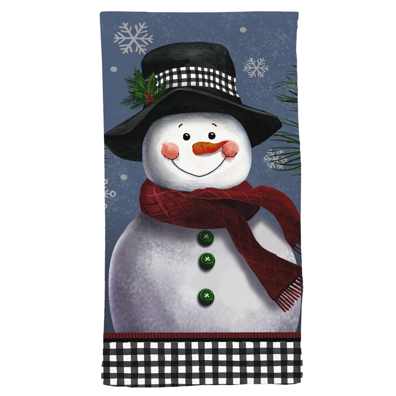 Smiling Snowman Cotton Hand Towel 26x18 Winter Decor