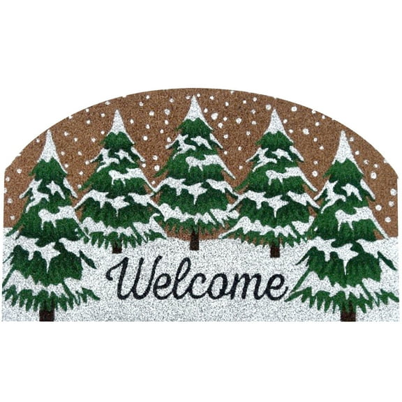 Briarwood Lane Snow Capped Trees Coir Doormat 18 x 30