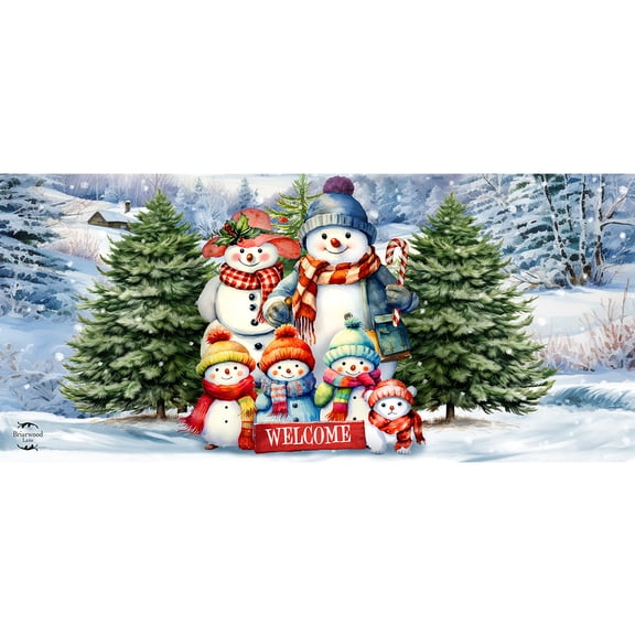 Briarwood Lane Winter Snow Family Mini Mat 22x10 Indoor Outdoor For Winter Doormat