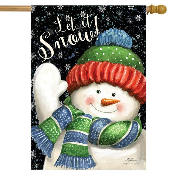 Briarwood Lane Snow Time Snowman Winter House Flag