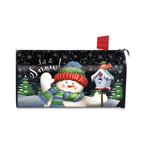 Briarwood Lane Mailbox Cover - Standard Size - Snow Time Snowman Winter For Winter Mailbox Cover