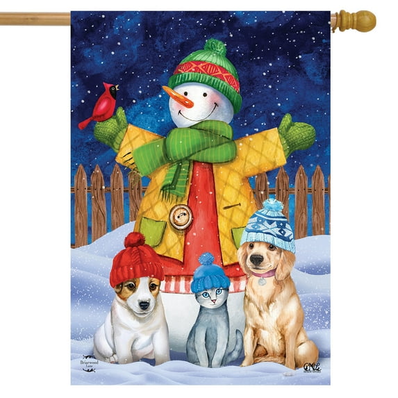Briarwood Lane Snowman And Friends Pets House Flag