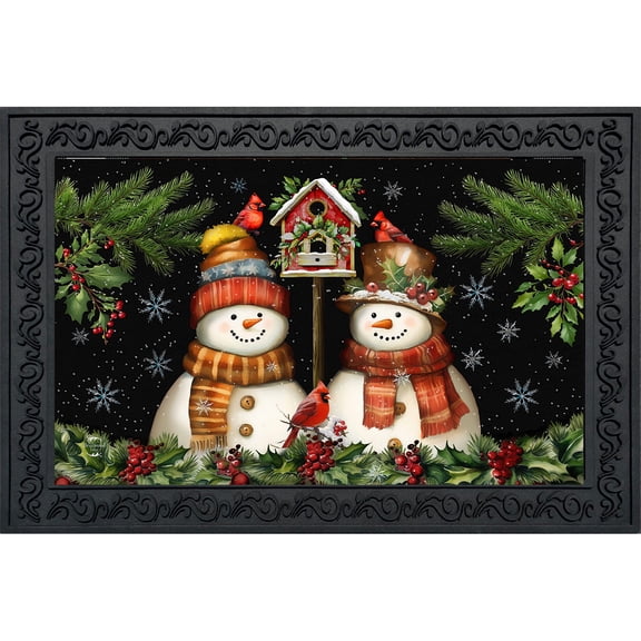 Briarwood Lane Winter Doormat 30x18 Indoor Outdoor Snowman Pair For Winter Doormat