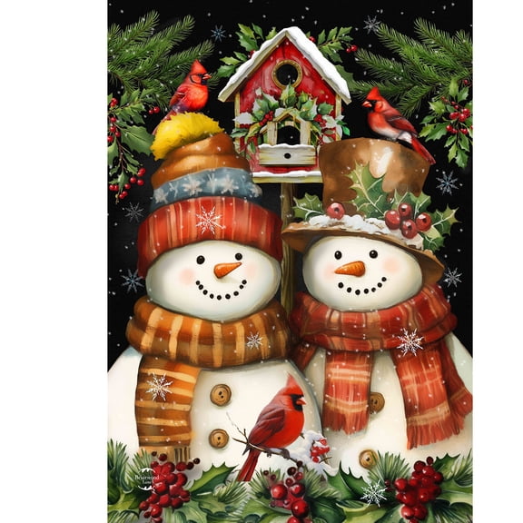 Briarwood Lane Winter House Flag 40x28 For Outdoor Snowman Pair For Winter House Flag