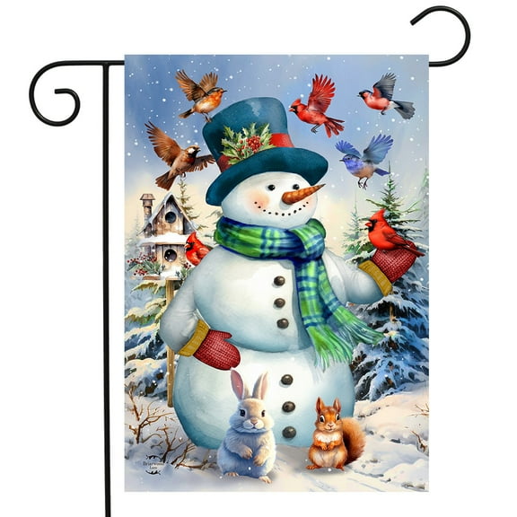 Briarwood Lane Snowman and Birds Garden Flag