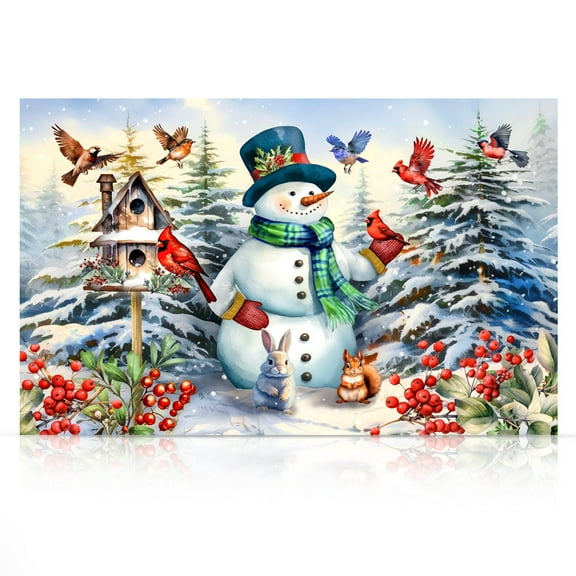 Briarwood Lane Snowman and Birds Large LED Canvas Art