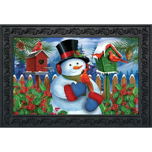 Briarwood Lane Snowman and Cardinals Doormat