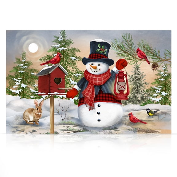 Briarwood Lane Winter Canvas Art 24x16 Snowman and Friends For Winter Large Canvas Art Large Lighted Canvas Wall Art LED Lights Winter Themed Decor