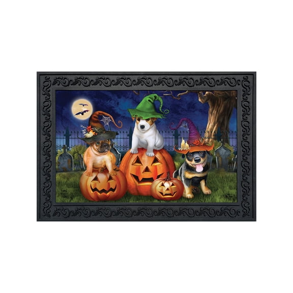 Briarwood Lane Halloween Doormat 30x18 Indoor Outdoor Spooky Pups For Halloween Doormat