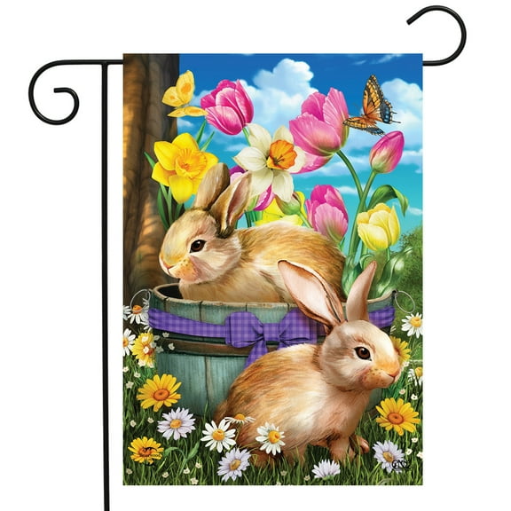 Briarwood Lane Spring Bunny Basket Garden Flag