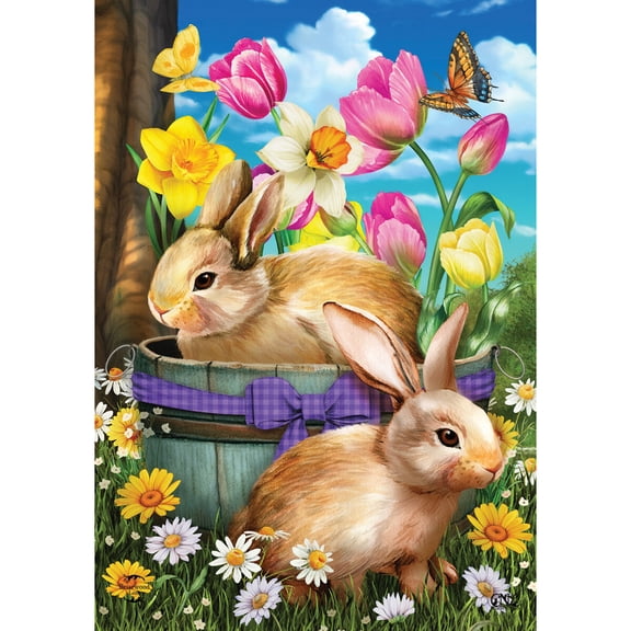 Briarwood Lane Spring House Flag 40x28 For Outdoor Spring Bunny Basket For Spring House Flag