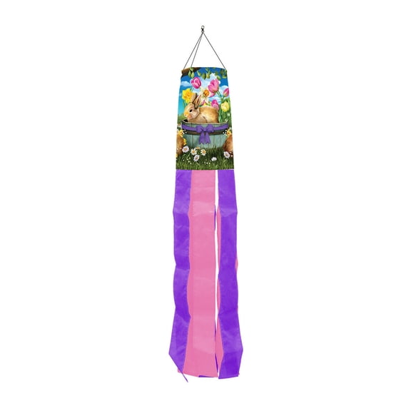 Briarwood Lane Spring Easter Spring Bunny Basket Windsock Wind Twister 40x6 For Easter Wind Spinner