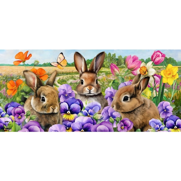 Briarwood Lane Spring Spring Bunny Trio Mini Mat 22x10 Indoor Outdoor For Spring Doormat