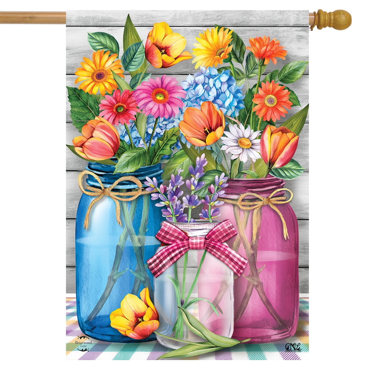 Spring Floral Jars Multicolor Polyester House Flag 28" x 40"