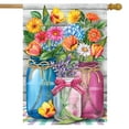 thumbnail image 1 of Briarwood Lane Spring Floral Jars Rustic House Flag, 1 of 4