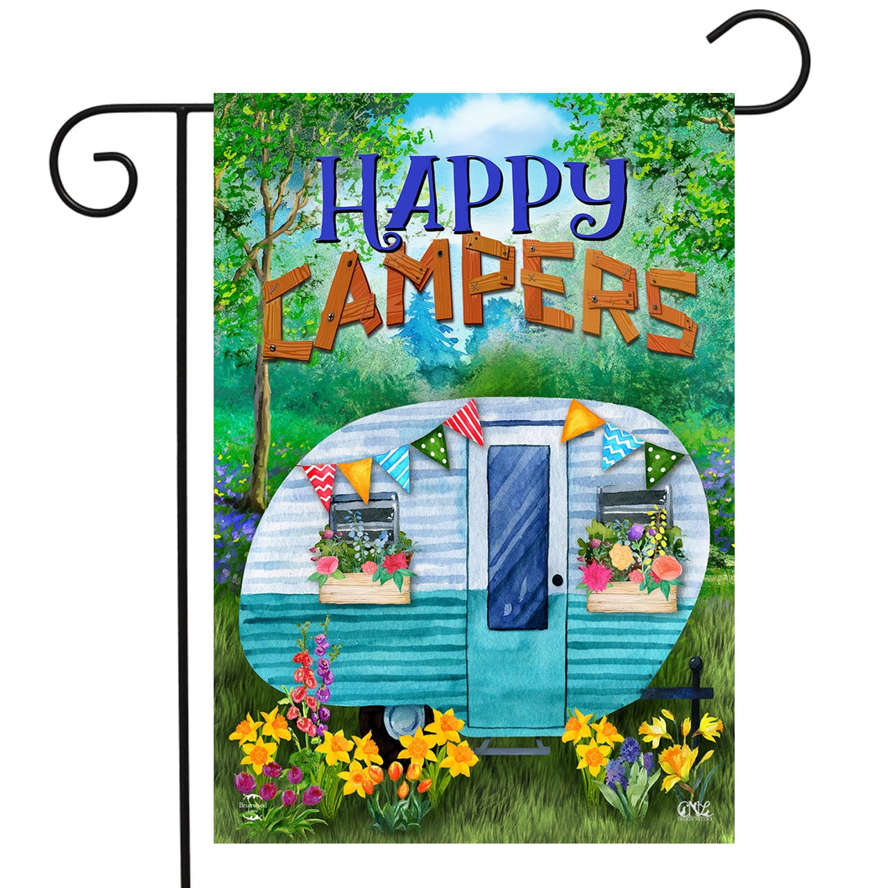 Happy Camper Flagge – 100% Polyester, 15 X 90 Cm, Für Garten, Party & Camping
