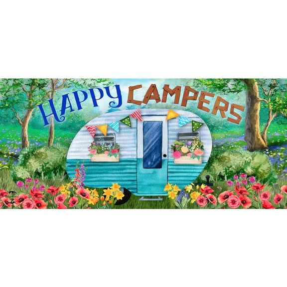 Briarwood Lane Spring Spring Happy Campers Mini Mat 22x10 Indoor Outdoor For Spring Doormat