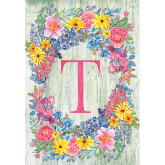 Briarwood Lane Spring Garden Flag 12x18 For Outdoor Spring Monogram Letter T For Spring Garden Flag Flags For Outside