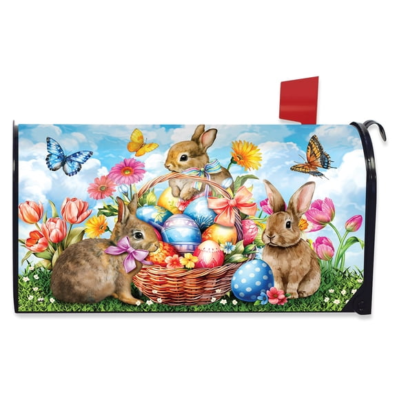 Briarwood Lane Spring Easter Mailbox Cover  - Oversized - Springtime Bunnies Oversized For Easter Mailbox Cover