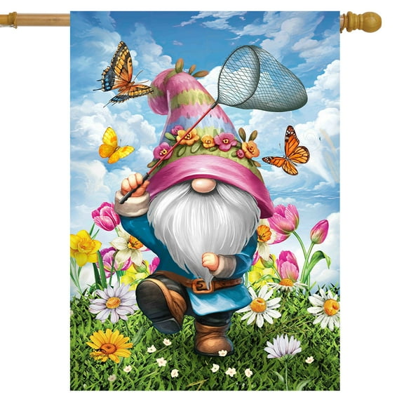 Briarwood Lane Springtime Gnome House Flag