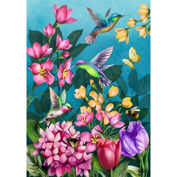 Briarwood Lane Spring House Flag 40x28 For Outdoor Springtime Hummingbirds For Spring House Flag