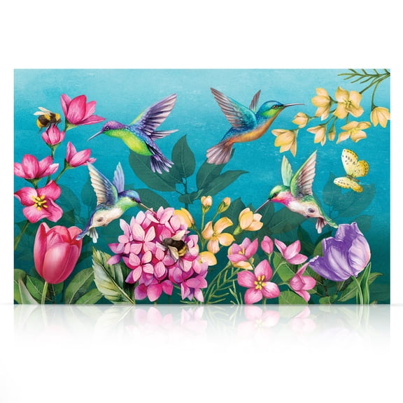 Briarwood Lane Spring Canvas Art 24x16 Springtime Hummingbirds For Spring Large Canvas Art Large Lighted Canvas Wall Art LED Lights Spring Themed Decor