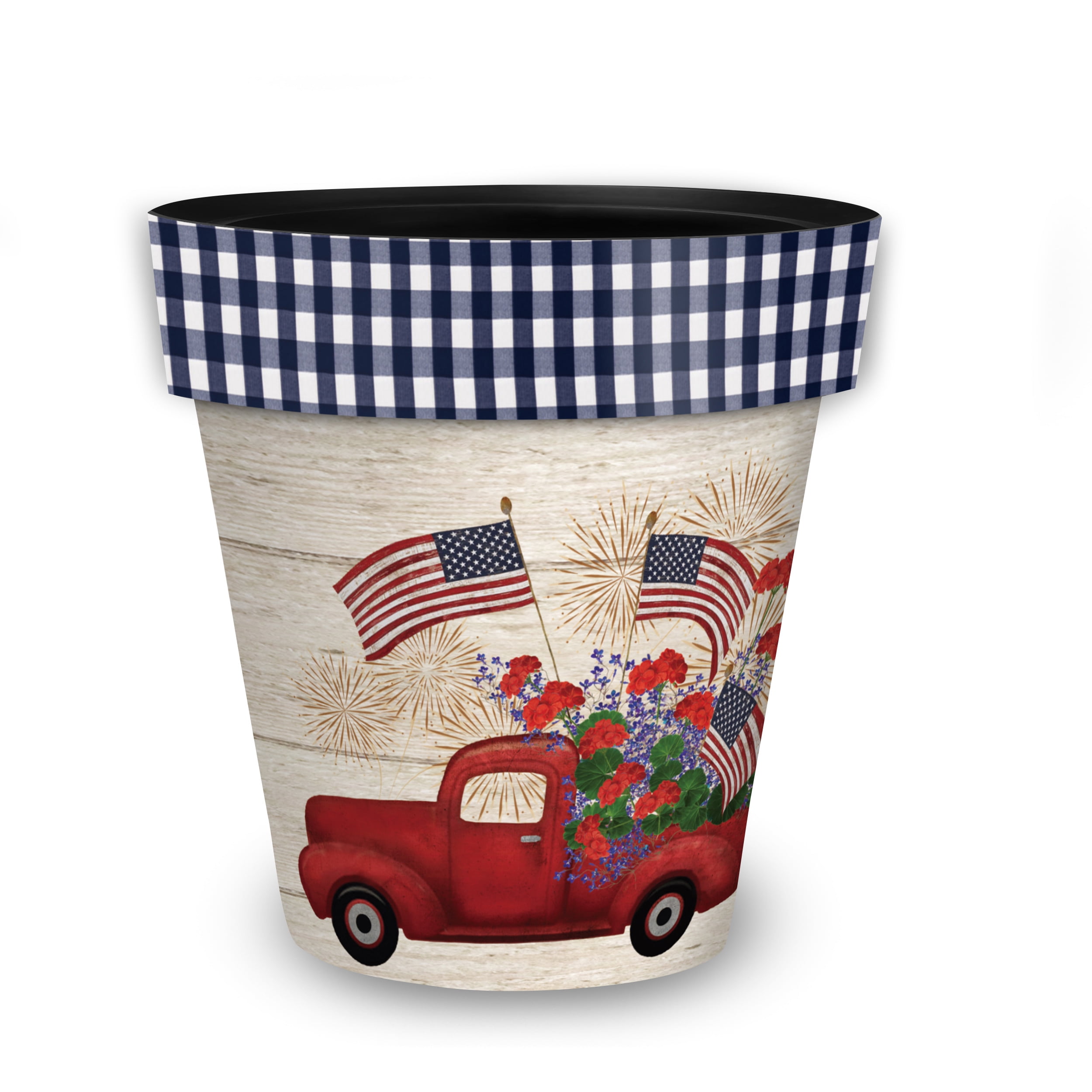 Briarwood Lane Summer Planter 11.75" x 11" x 11" Stars and Stripes Truck Medium For Summer Planter