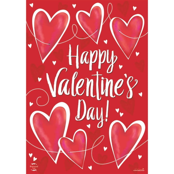 Briarwood Lane House Flag 40x28 For Outdoor String of Hearts Valentine's Day For Valentine's House Flag