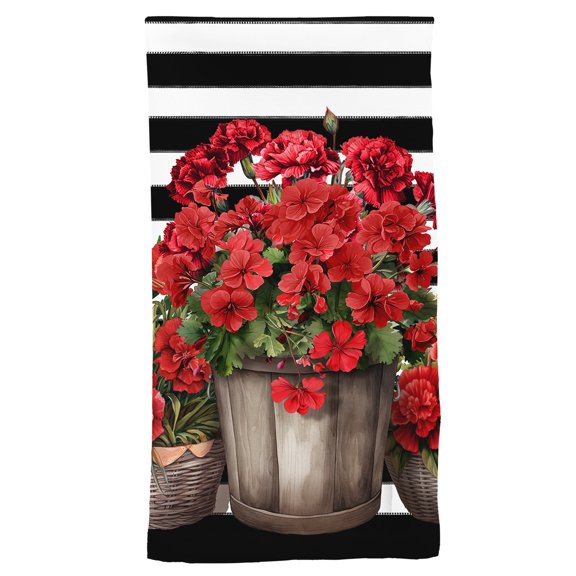 Briarwood Lane Spring Hand Towel 26x18 Striped Geraniums For Spring Hand Towel