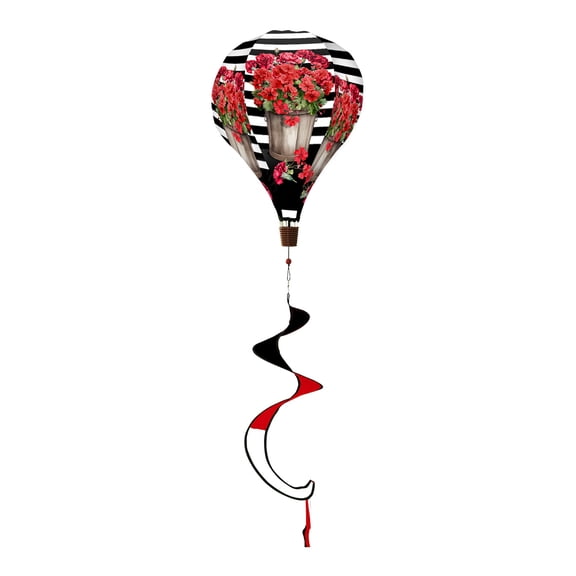 Briarwood Lane Spring Striped Geraniums Balloon Wind Twister 54x12 For Spring Balloon