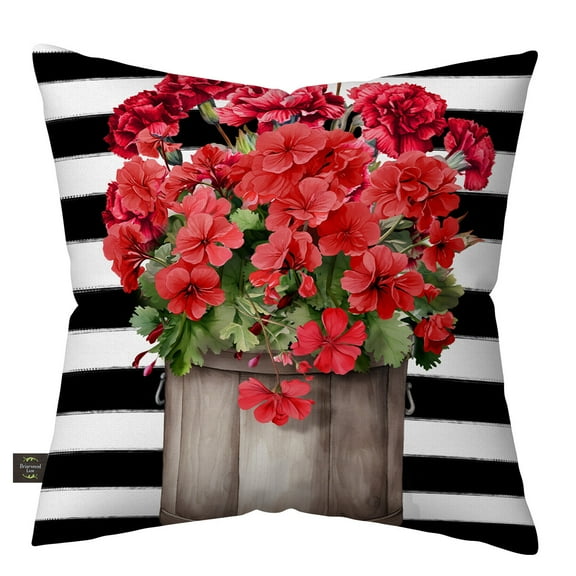 Briarwood Lane Striped Geraniums Indoor/Outdoor Pillow