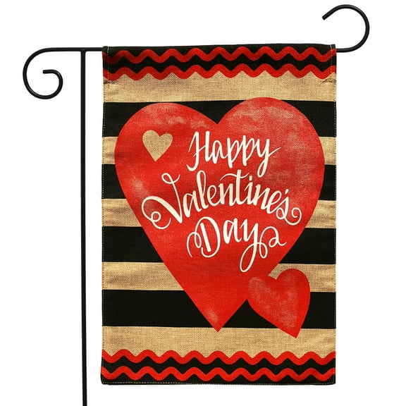 Briarwood Lane Striped Valentine's Day Burlap Garden Flag