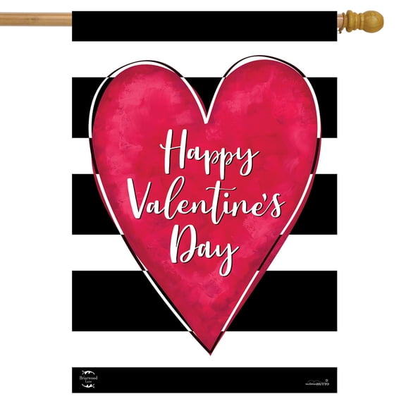 Briarwood Lane Striped Valentine's Heart Primitive House Flag