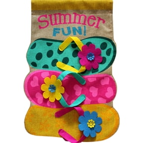 Briarwood Lane Summer House Flag 40x28 For Outdoor Summer Fun Flip Flops Burlap For Summer House Flag