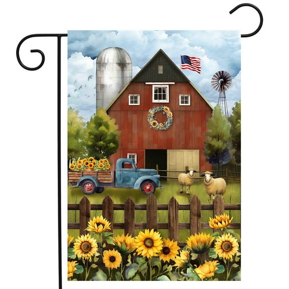 Briarwood Lane Sunflower Barn Garden Flag