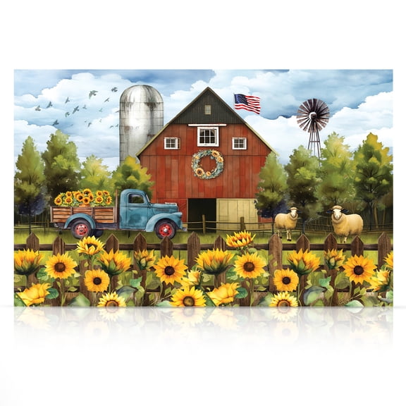 Briarwood Lane Summer Canvas Art 24x16 Sunflower Barn For Summer Large Canvas Art Large Lighted Canvas Wall Art LED Lights Summer Themed Decor